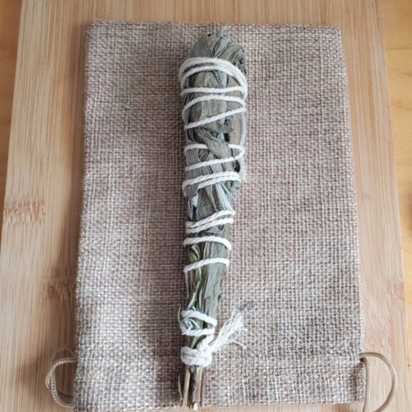 100٪ Organic White Sage + Raw Brazilian Green Quartz Mineral Stonw - Picture 5 of 5